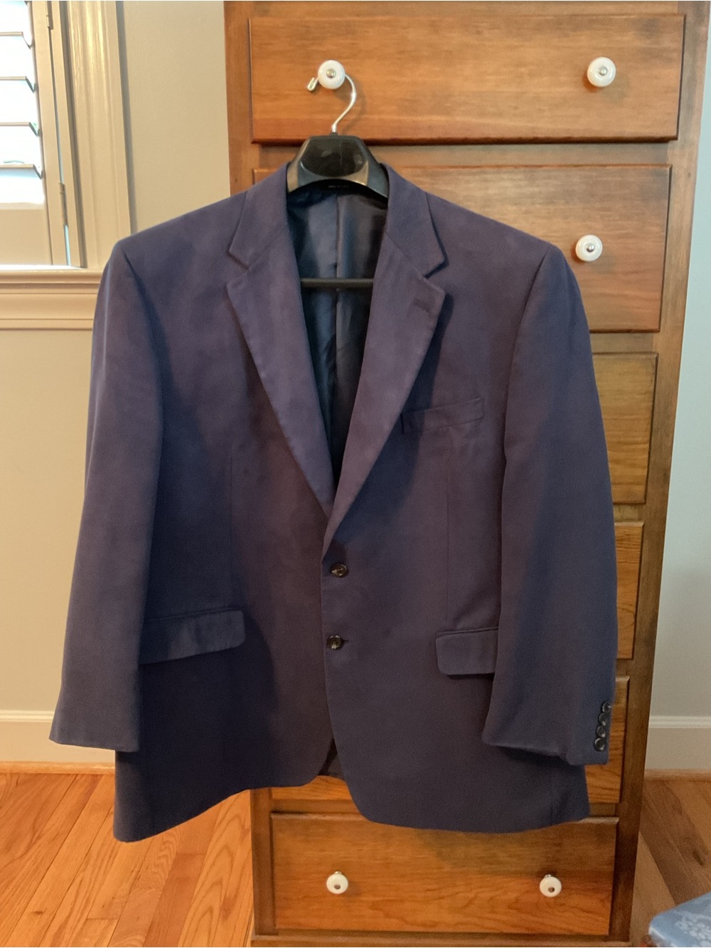 Chaps Navy Blue Two-Button Sport Coat 48R - looks and feels like suede.